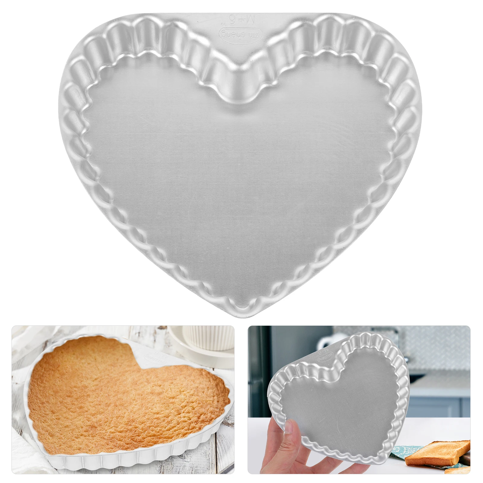 

Heart Shaped Baking Tray 6 Inch Non Stick Aluminum Alloy Cake Pans Mold Metal DIY Cheese Molds Home Use Lightweight Reusable