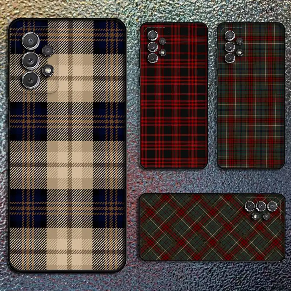 

Scottish P-Plaid Fabric Phone Case For Samsung S 25,24,23,22,30,21,10,9,Ultra,Plus,Lite,FE,4,5G Black Soft Case