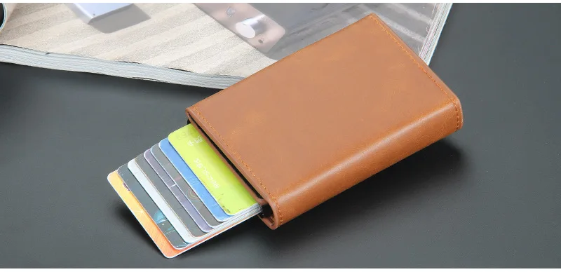 Pop Up Credit Card Holder Wallets Men Slim Rfid Blocking CardHolder Card Money Bag Coin Pocket PU Leather Short Wallets for Men