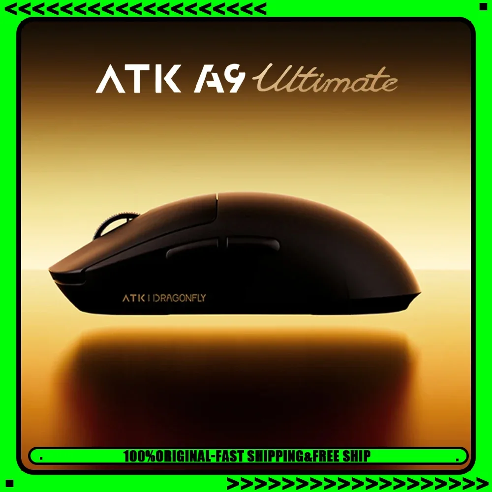 Беспроводная игровая мышь ATK A9 Ultimate с двойным режимом работы, частотой опроса 8000 Гц, сенсорами Paw3950/Paw3395, легкая, аксессуар для ПК