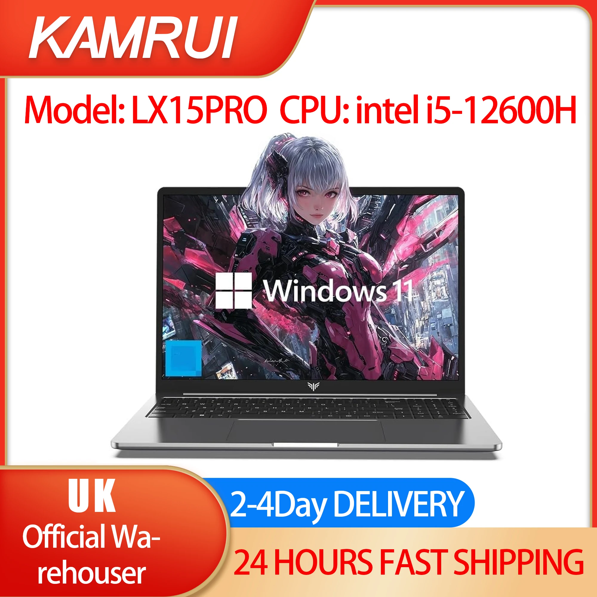 KAMRUI Gaming Laptop with Intel Core i5 12600H Processor 16GB  RAM 512GB SSD WiFi 6 15.6 IPS Display Windows 11 Laptop Computers
