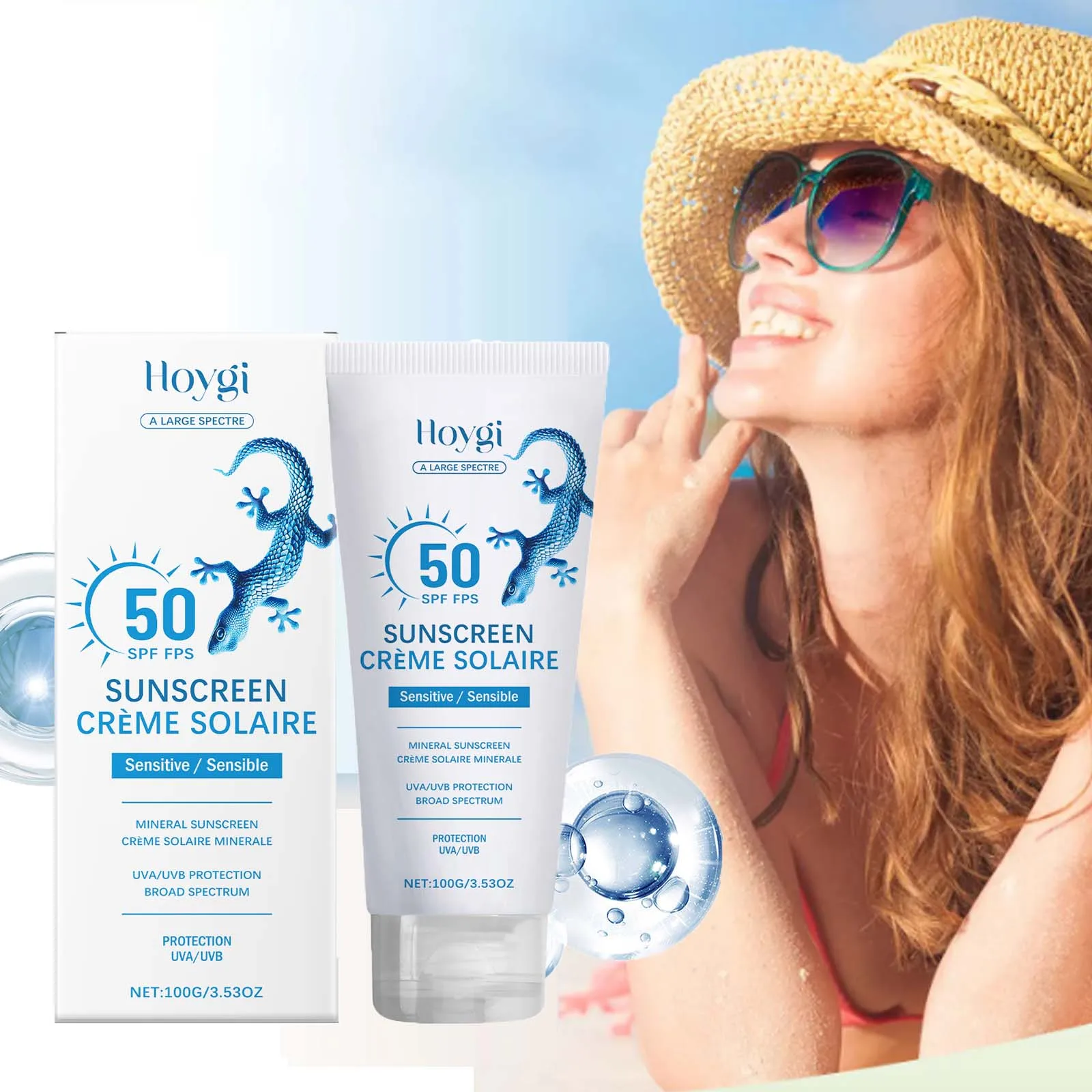 

Lightweight Soothing Sunscreen SPF 50 UV Protective Oil Control Sun Block Lsolation Non-Greasy Protective Cream for Face Body