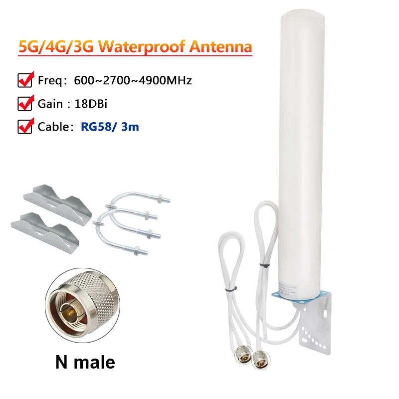 5G 4G LTE 3G GSM Outdoor Waterproof TS9 SMA N Male WiFi Router Antenna 18dbi Omni Directional MIMO IP67 Aerial for Wireless Netw image 3