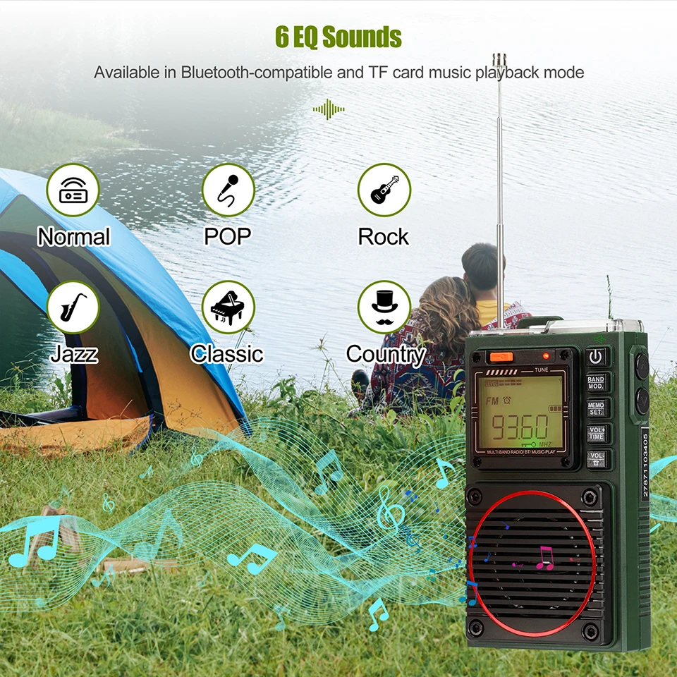 Retekess TR111 Radio FM Tragbare Radios AM FM Mini Amateurfunk Kurzwellen Notfall Amateurfunk Multiband SW VHF WB Wecker – Detail 9