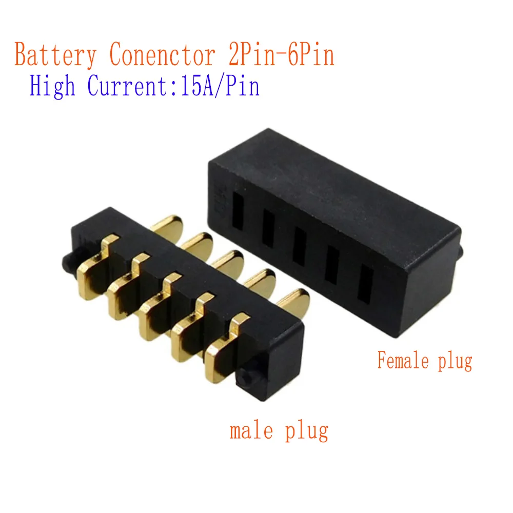 5Pair High Current 15A 2 3 4 5 6 Pin Battery Holder Shrapnel Charging Connector Conductive Seat Pitch 3MM   Male and female Plug