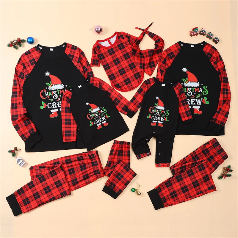 

2024 Christmas Family Matching Outfits Look Plaid Father Mother Kids Baby Dog Pajamas Sets Daddy Mommy and Me Xmas Pj's Clothes