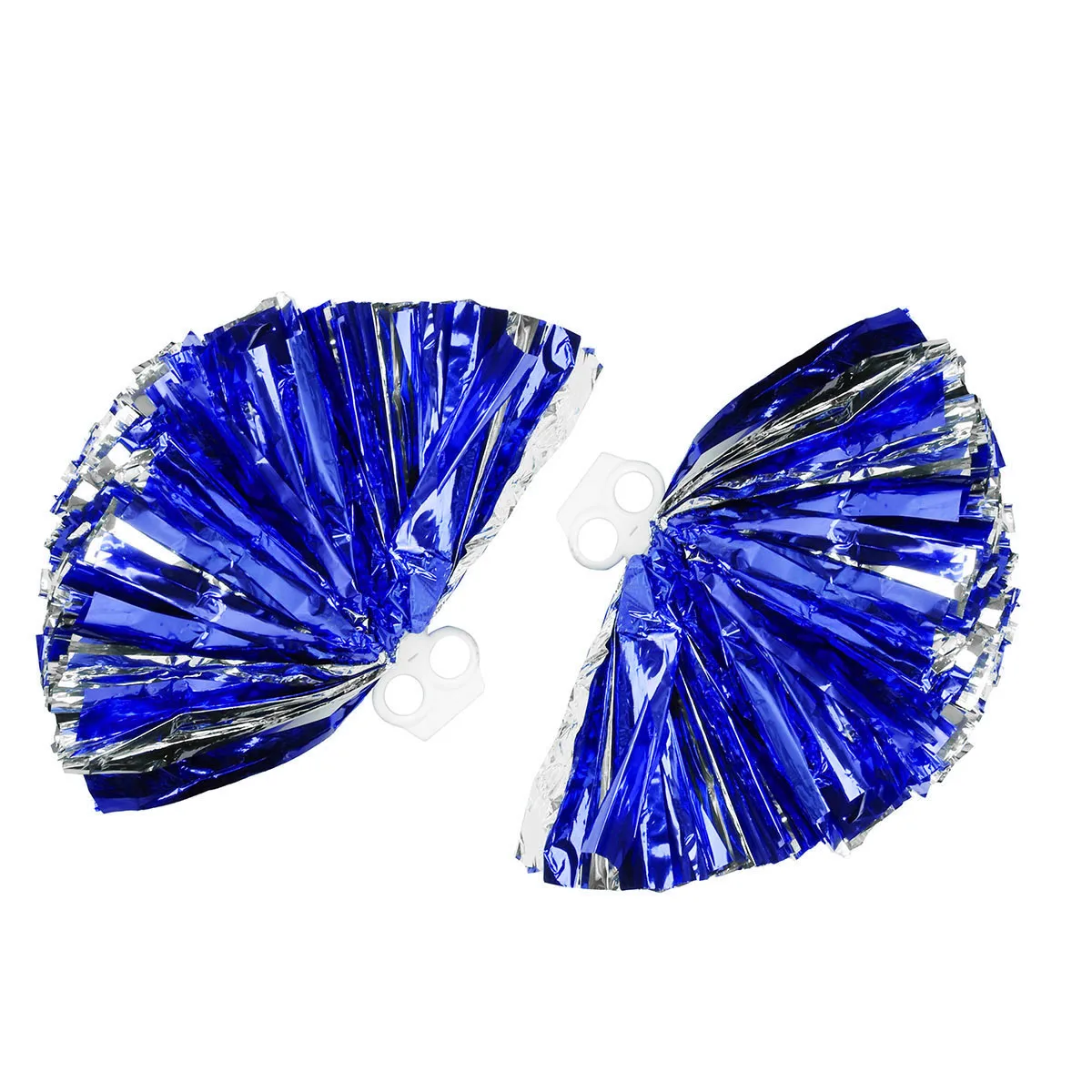 

2 pcs Cheerleader Pom Poms 30Cm Blue Silver Plastic Ring Pompoms For Kids College High School Football Basketball Sports Events