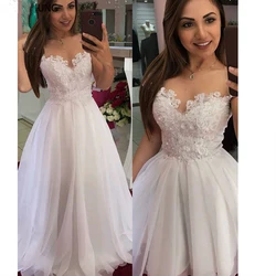 ZJ9333 vestidos de novia de encaje de vaina corta 2 en 1 con falda desmontable, vestidos de novia de perlas de dos piezas