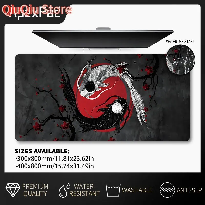 40x80 Yin Yang Tai Chi Fish Extra großes Mauspad – glatte und stilvolle Schreibtischunterlage