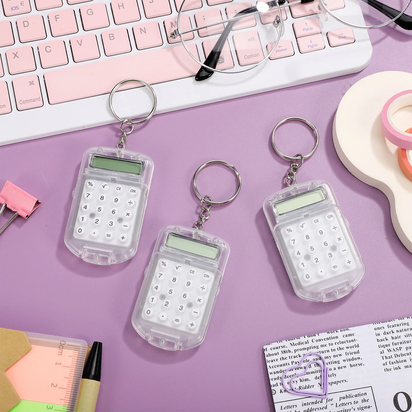 

Mini Students Calculator 3pcs Portable Calculator Keychain Electronic Tiny Calculator for School Office Bag Charm Gift