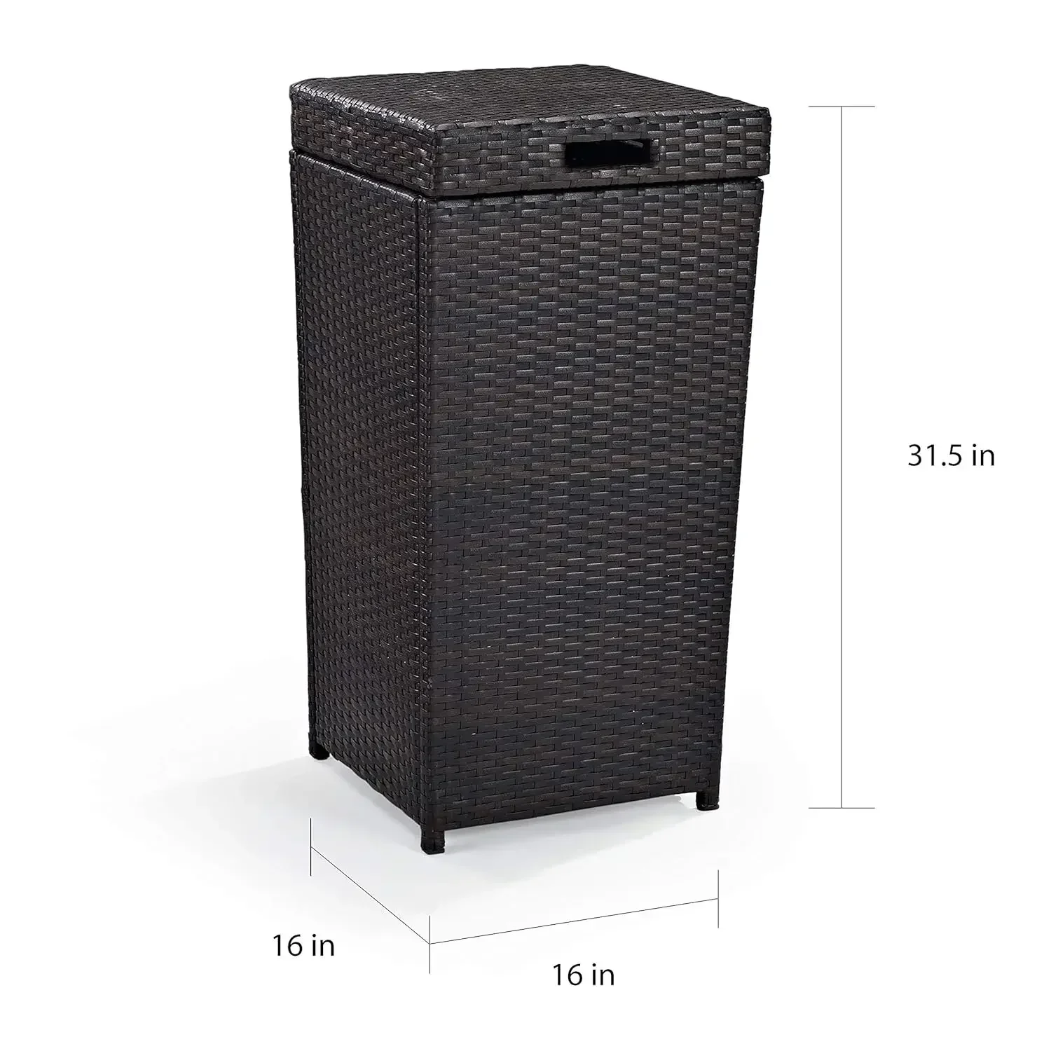 

[New Arrival!]Large Brown Wicker Waste Basket with Lid Wastebasket Poolside Garbage Can Outdoor Trash Bin Sturdy Outside Modern