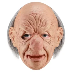 Big Nose Old Man Mask Halloween Party Wrinkle Full Head Mask Bald Grandpa Grandma Old Face Mask Latex Party Cosplay Props Cover