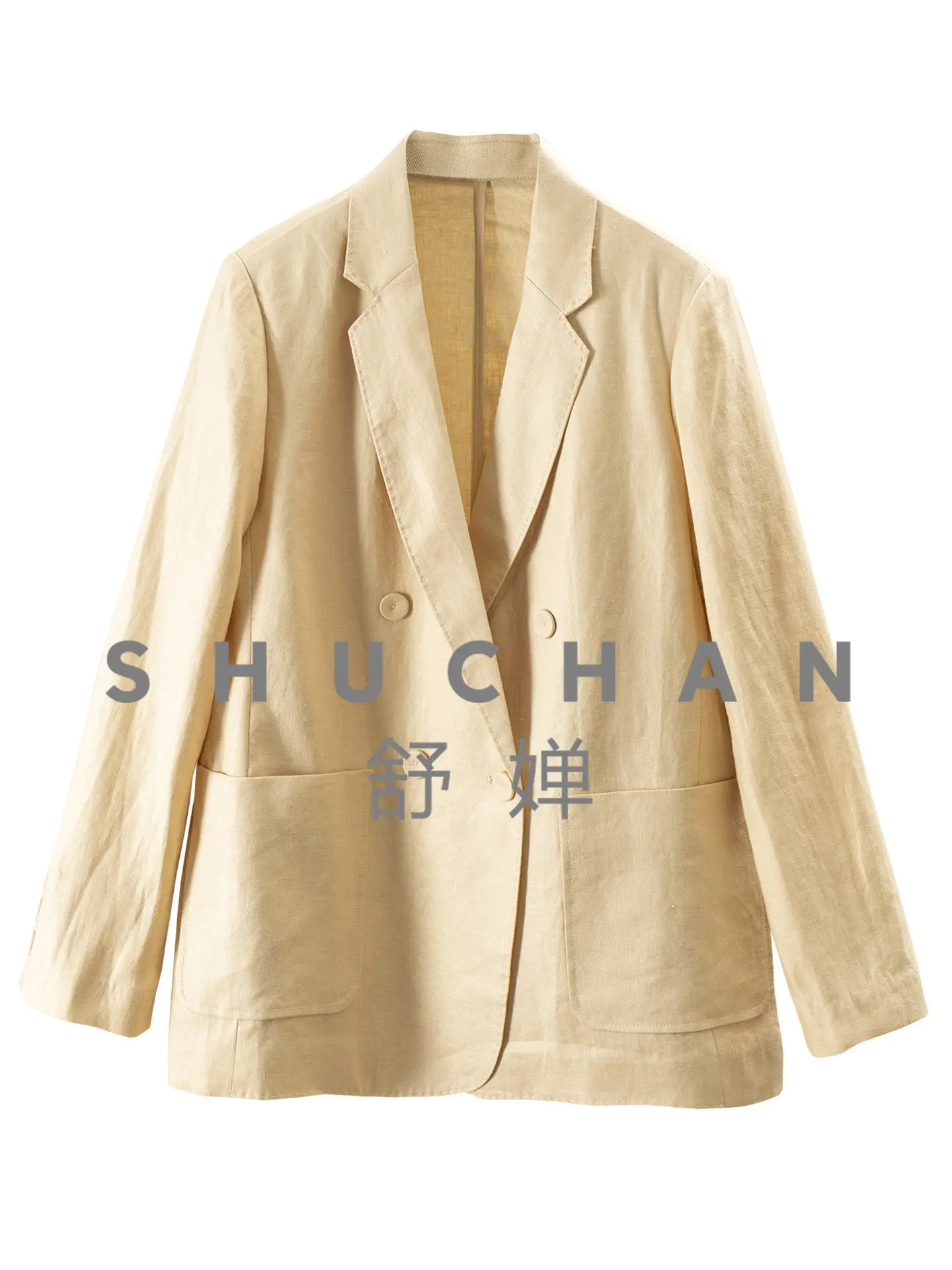 

Женский двубортный блейзер High Intelligence Commuter из 100% льна с подплечниками 15L2