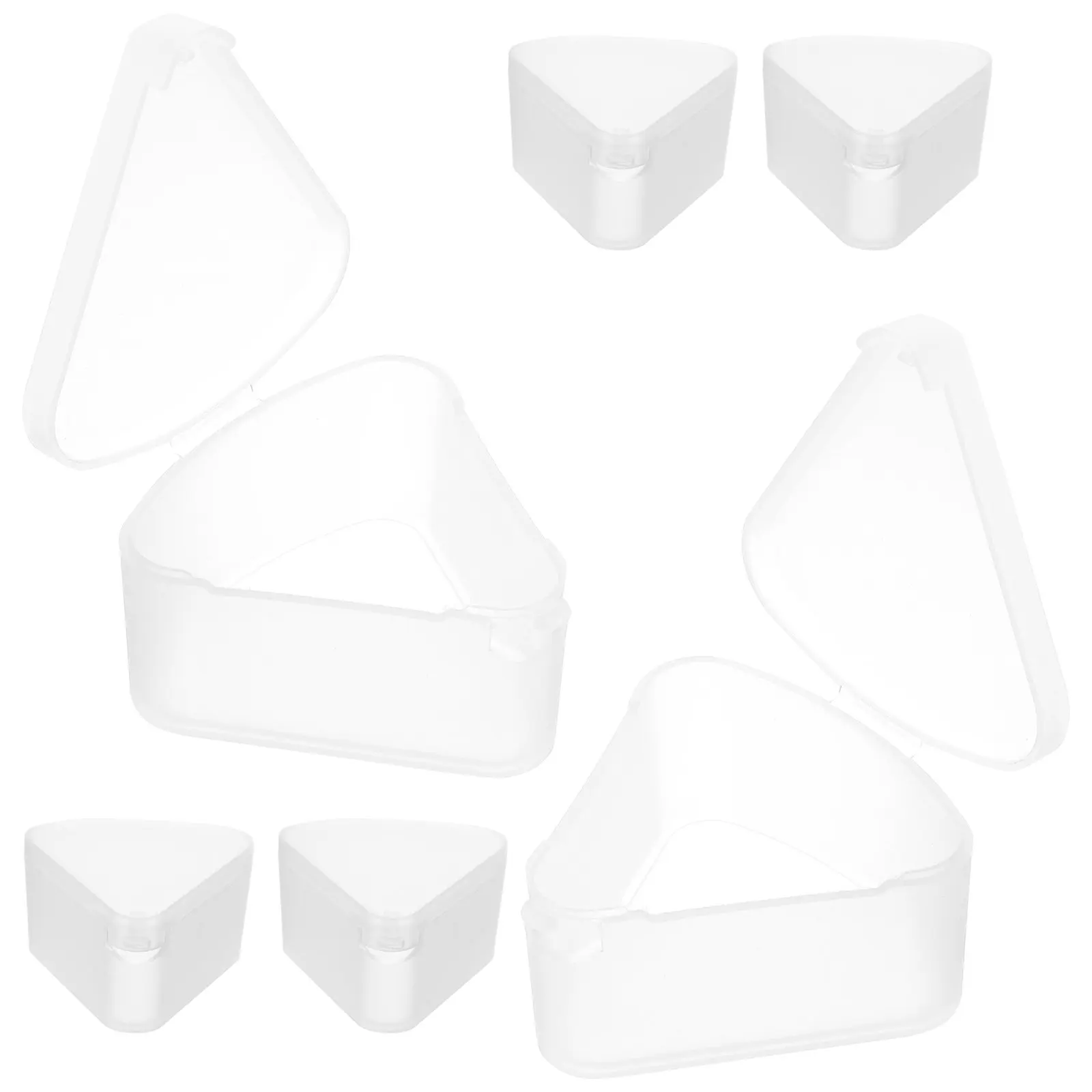 6Pcs Triangle Powder Puff Storage Case Makeup Sponge Holder Beauty Egg Organizer Lightweight Easy Clean Plastic