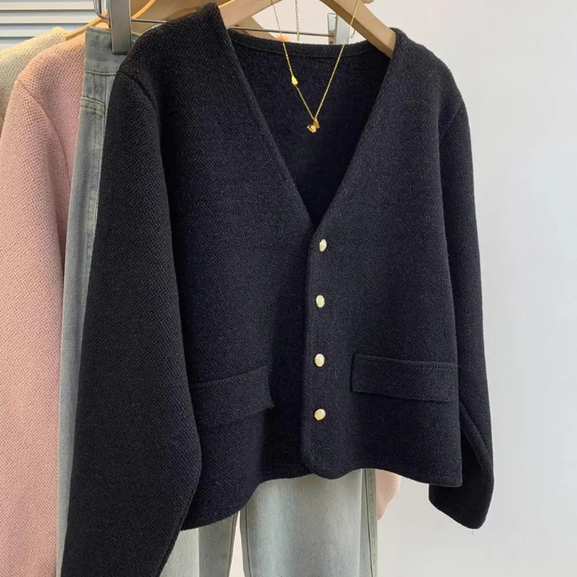 

plus Size ort V-Ne Women's Jaet Autumn Winter Faion Design Korean Sle Outerwear Cardigan Top for plus Size Women