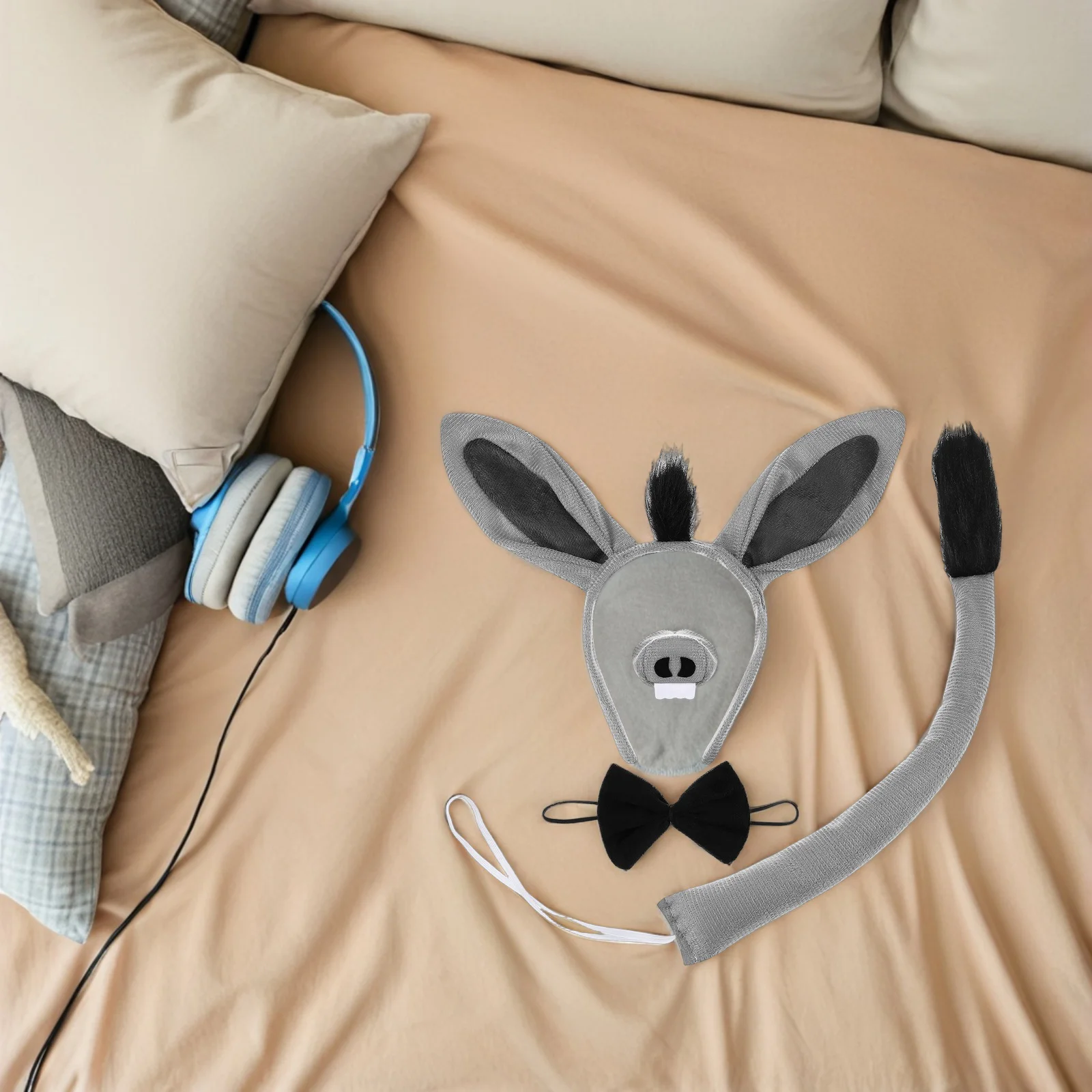 

1Set Donkey Costume Props Includes Ear Headband Bowtie Nose Tail Animal Cosplay Costume Set for Parties Donkey Ear Headband