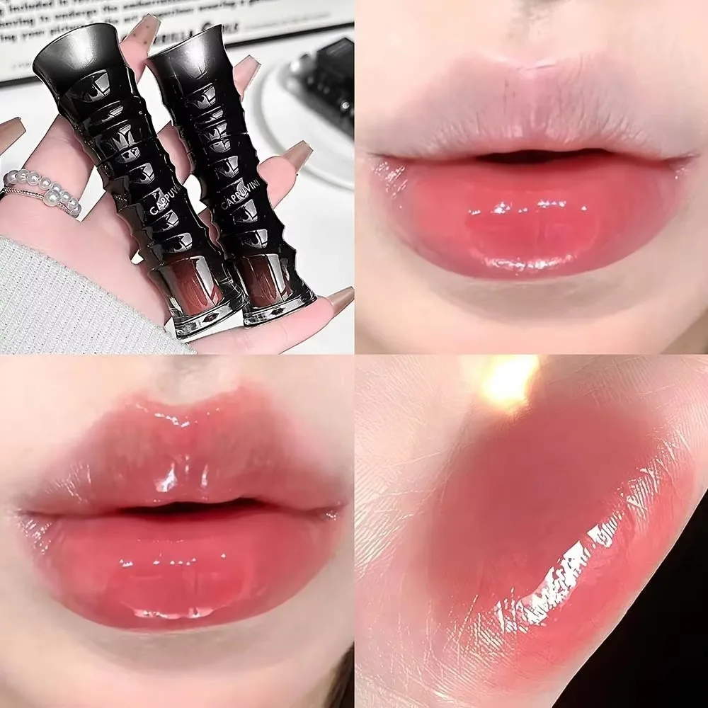 Punk Crystal Glossy Lip Stain Red-Brown Sheer Nude Glitter Mirror Lip Glaze Long Lasting Waterproof Lip Gloss Makeup Cosmetics