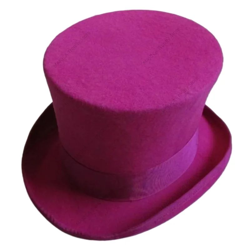 Sombrero De cilindro rosa, sombreros De fieltro De lana 100%, sombrero De 18cm, Chapeau Haut De Forme, gorra De Sombrerero Loco, sombrero Fedora De Cartola Hoeden para mujer