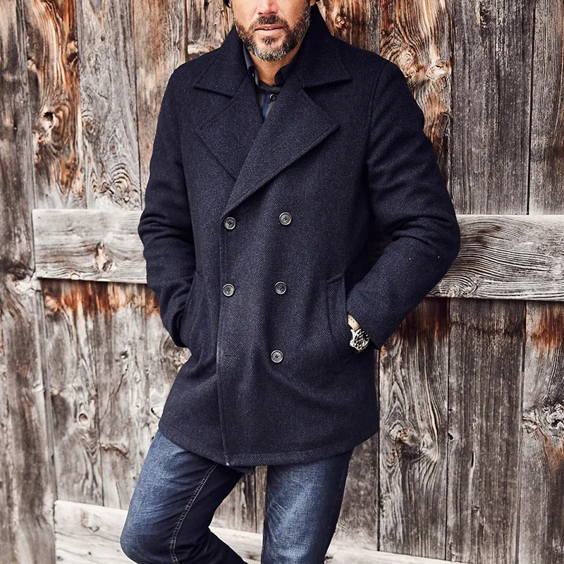 Casual Medium And Long Men's Coat Slim-fitting Versatile Trench Coat Men