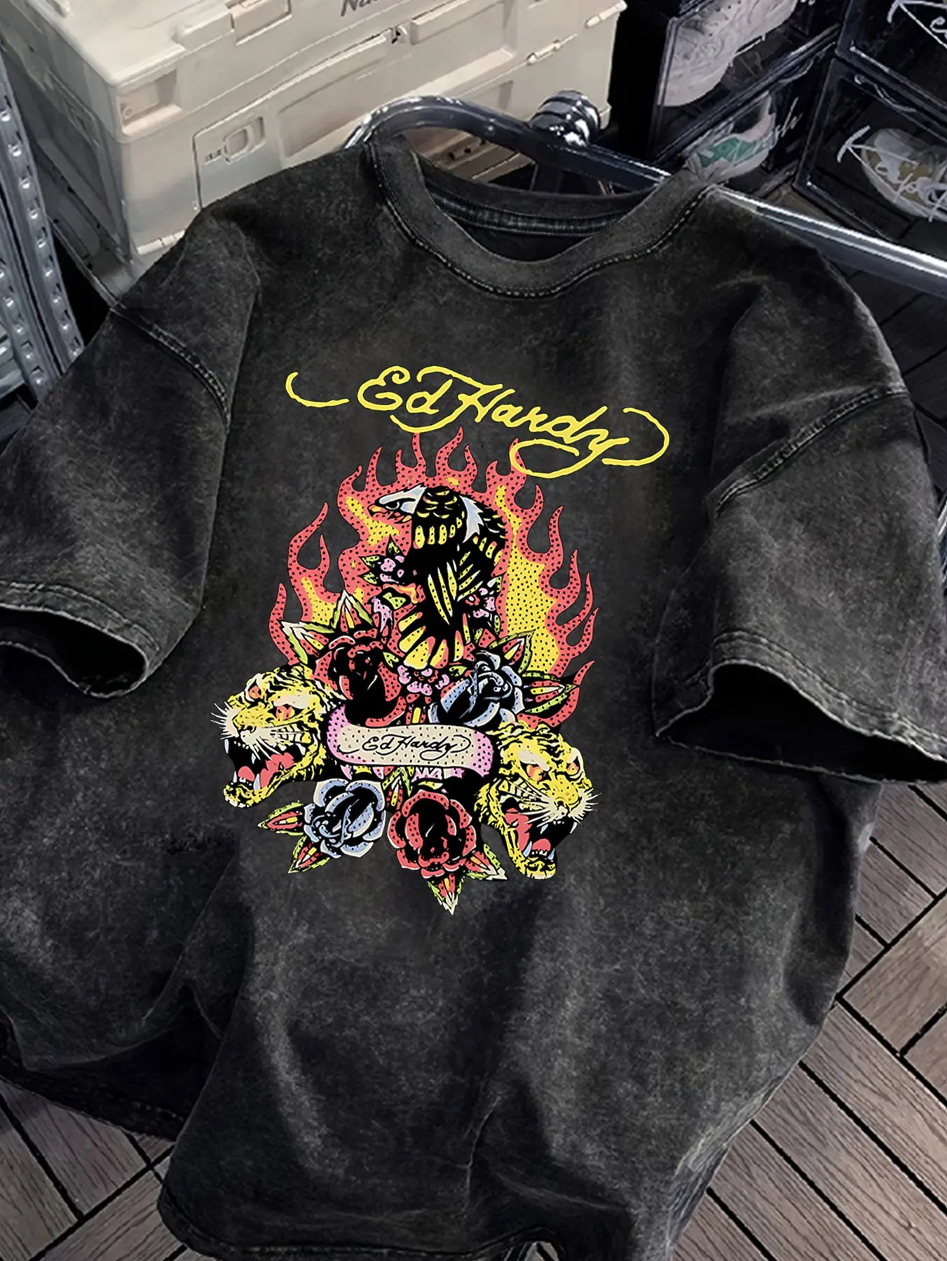 Gewaschenes Unisex-T-Shirt Y2k Top-Shirts für Damen ROCK Grafik-T-Shirts Mode Damenbekleidung