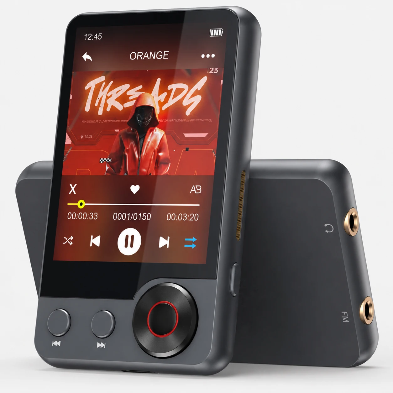 128GB MP3 MP4 Player Bluetooth 5.3 Tragbarer HiFi Lossless, 2,4" Touchscreen, Doppelte Audio-Buchse, Eingebauter Lautsprecher, FM-Radio, Sprachsteuerung