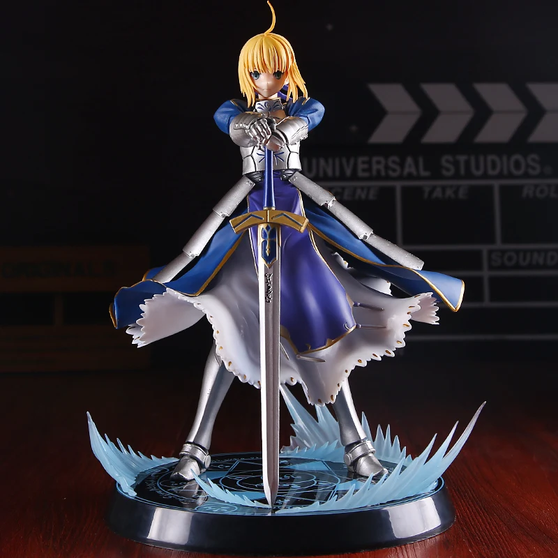 25Cm Fate/stay Night Anime Figure Altria Pendragon Clutching The Inverted Sword's Hilt Standing Pvc Model Collectibles Toy Gifts