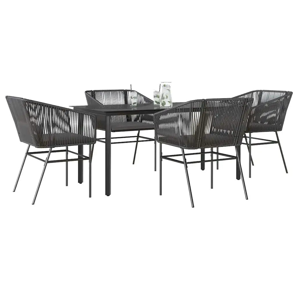 

Elegant Black Dark Grey Outdoor Patio Dining Set Modern Table Chair Combo for Relaxing Al Fresco Dining