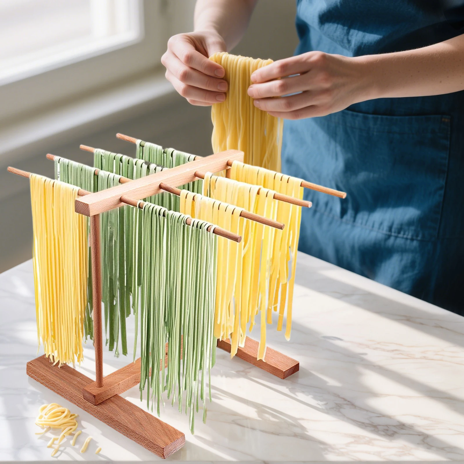

Wooden Noodle Drying Hanging Rack Pasta Drying Stand Kitchen Storage Shelf, Dryer Noodle Hanger for Fresh Pasta Cooking Tools