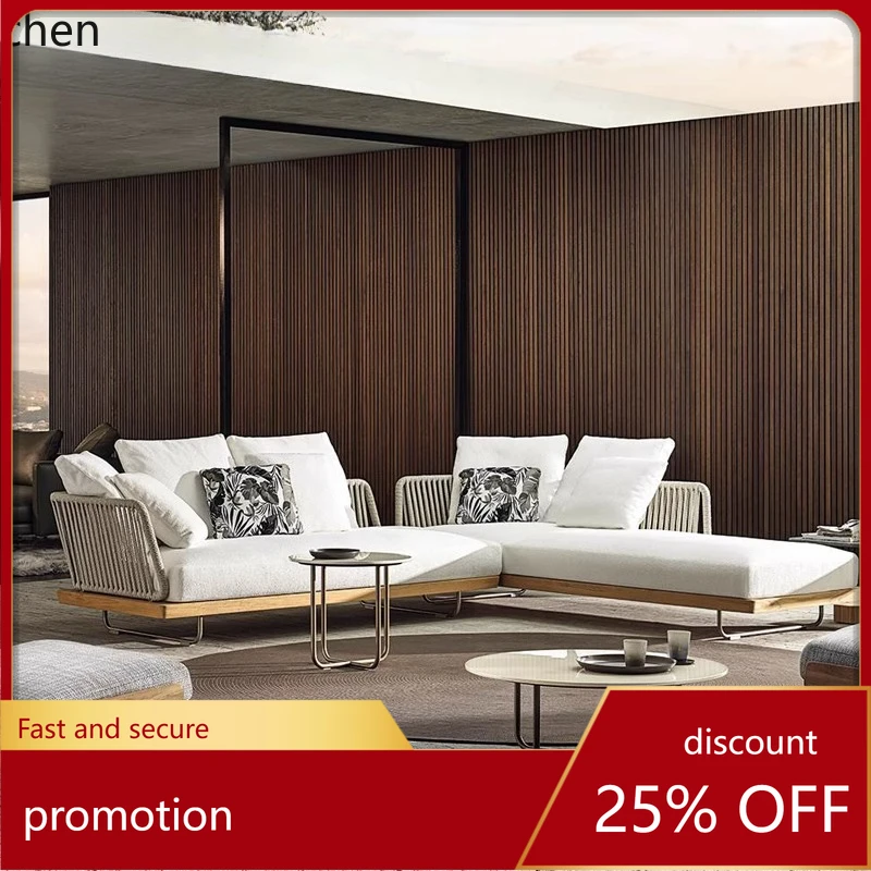 

HT outdoor sofa combination villa courtyard outdoor leisure terrace garden rattan sofa waterproof and sunscreen