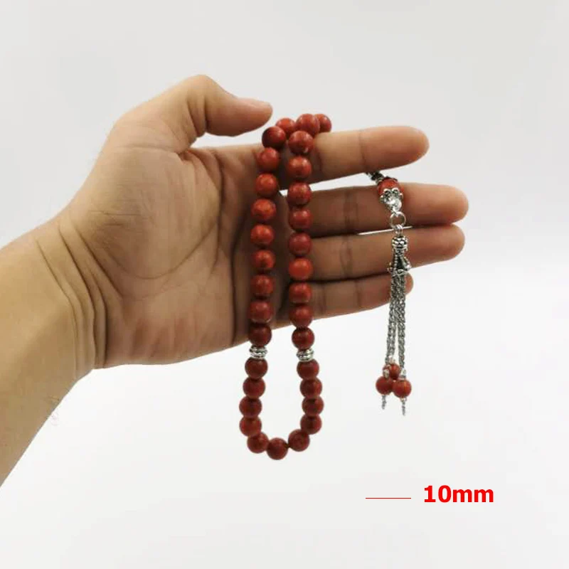 Tasbih Natural red grass corallo musulmano gemma preghiera perline braccialetto regalo per Eid ramadan rosario arabo accessori moda