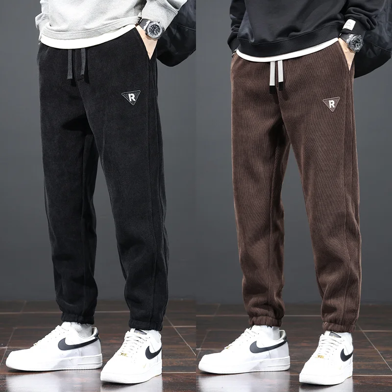 

Мужские брюки с подкладкой Fce, весна-осень-зима, повседневная рабочая одежда, брюки с низкой талией, свободный крой из полиэфирного волокна