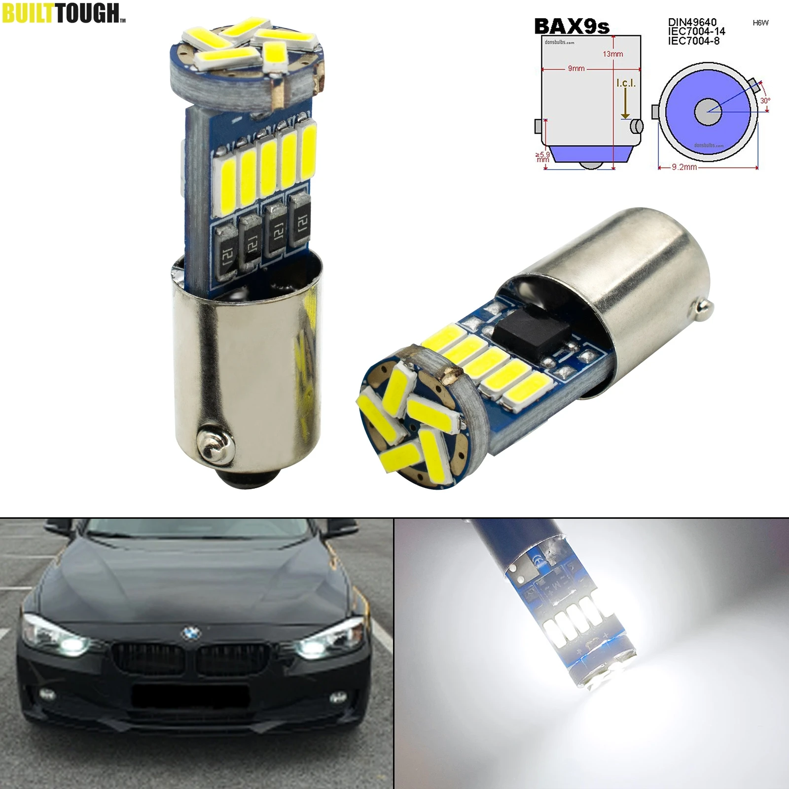 Xenon White H6W Bax9S LED Canbus Bulbs Sidelight  Bright No Errors For BMW F30 F31 F34 320d 320i 328i 335i