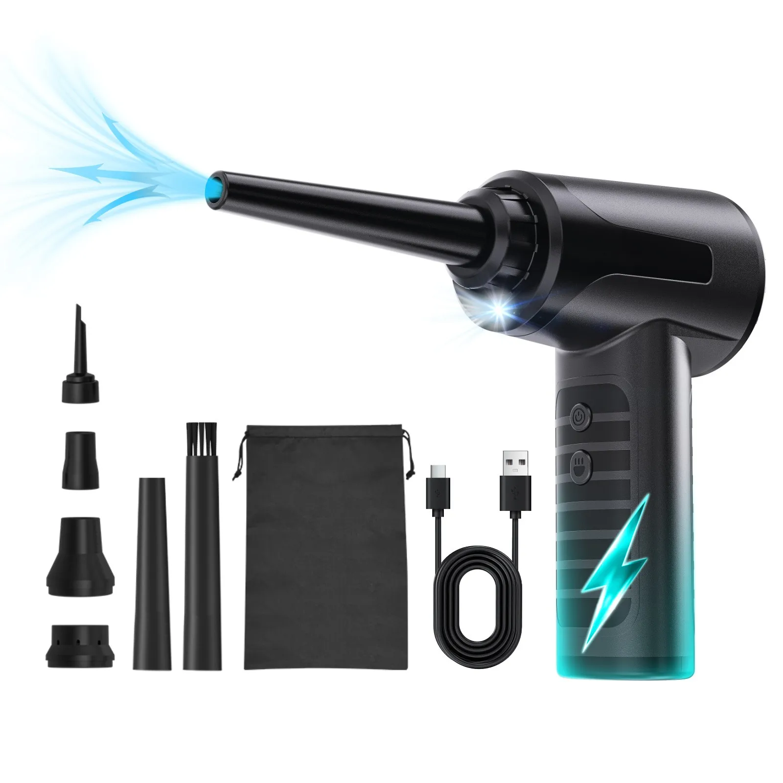 USB Protable Air Duster for Computer Cleaning 53000RPM Cordless Compressed Air Blower Hair dryer for PC computers Keyboard Clean