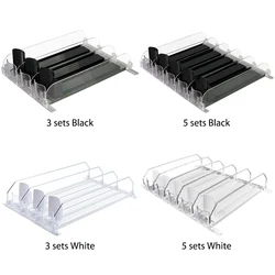 Beverage Pusher Shelf Spring Push Can Shelf Pusher Adjustable Width Auto Beer Pusher Holder E-shaped Glide for Kitchen Fridge