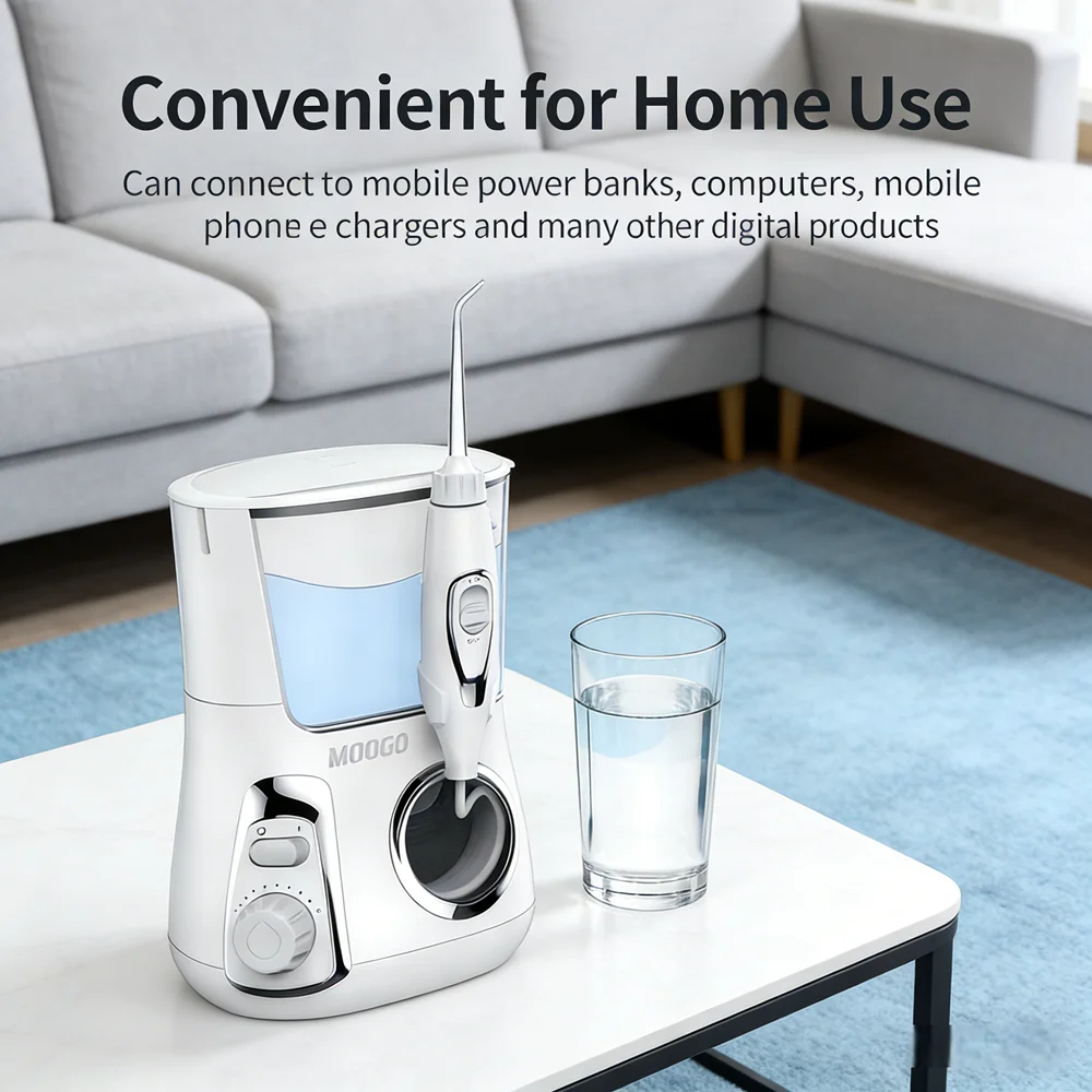 

Профессиональный стоматологический водоструйный ирригатор для дома, настольное 10-режимное спа-устройство для ухода за полостью рта с 5 насадками, инструмент для глубокой чистки зубов