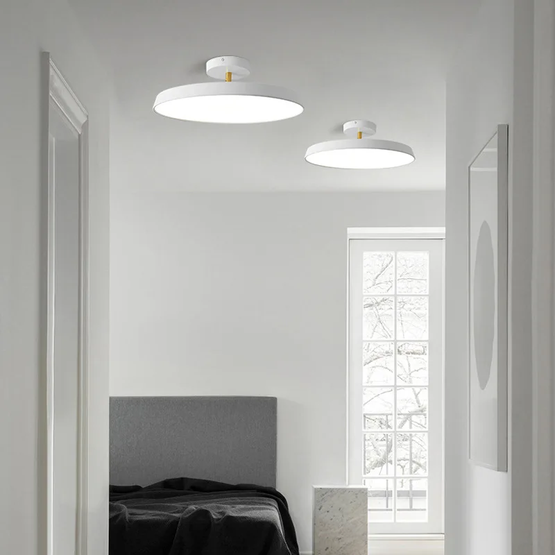 Modern Macaron Bedroom Porch Aisle Study Simple Attic Coffee Shop Ceiling Lamp Remote Control Aluminum Alloy Ultra-thin Lighting