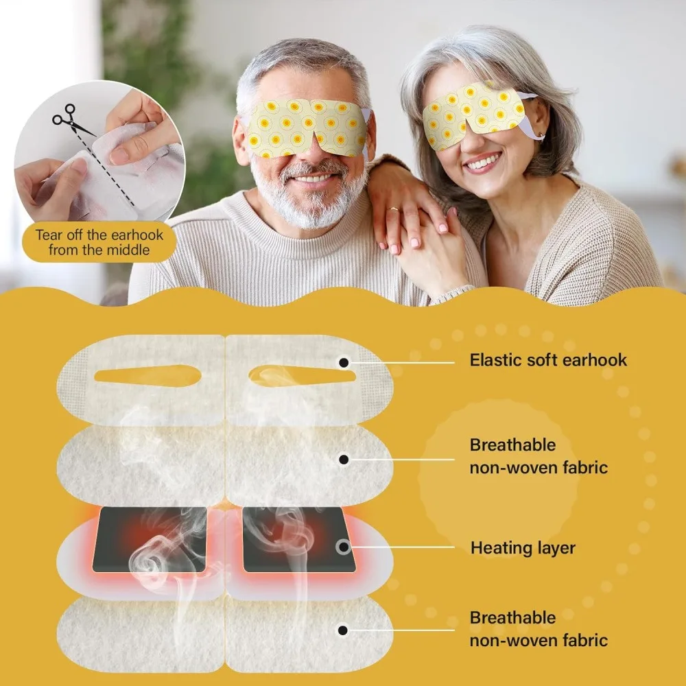 2 Pack Disposable Steam Eye Masks, 35+ Minutes Long Lasting Warm Compress Eye Mask, Self Heating Moist Heat Eye Patch for Dry Eyes Dark Circles Fatigue Relief Sleep Travel Office