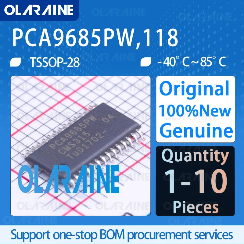 1/5/10Pcs 100%New Original PCA9685PW,118 TSSOP-28 LED display driver Current 10 mA Voltage 5.5 V  Pd-400 mW IC chip