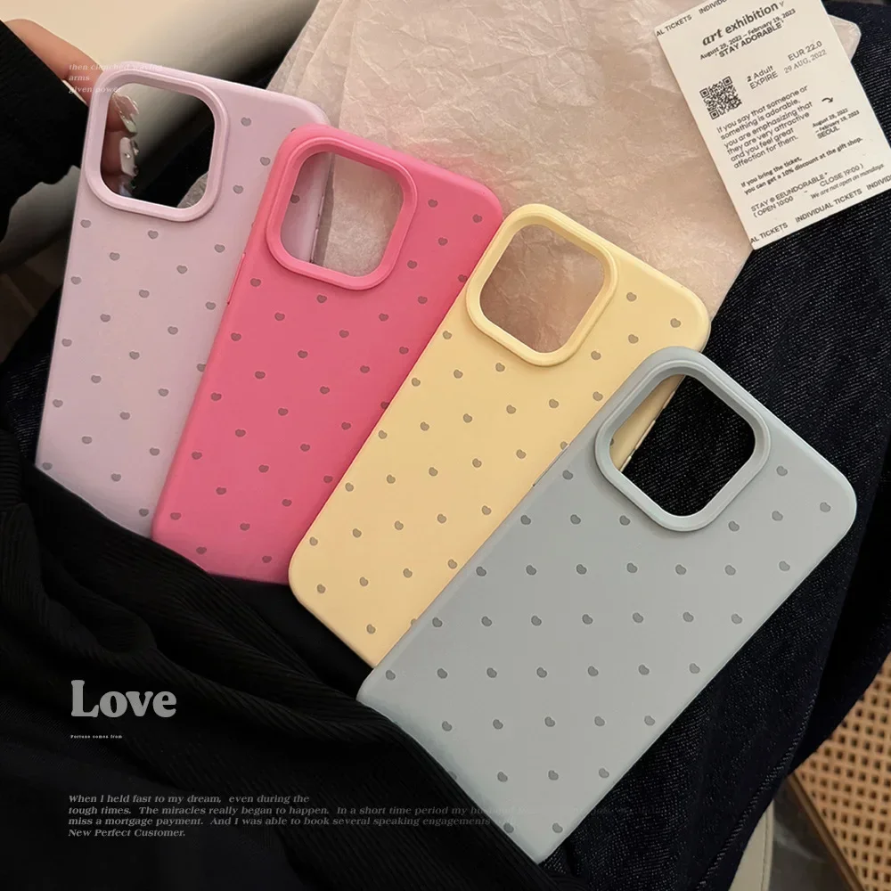 ins Fashion Candy Color Small Love Heart Soft Silicone Phone Case for iPhone 16 15 14 12 13 Pro Max Shockproof Protective Cover