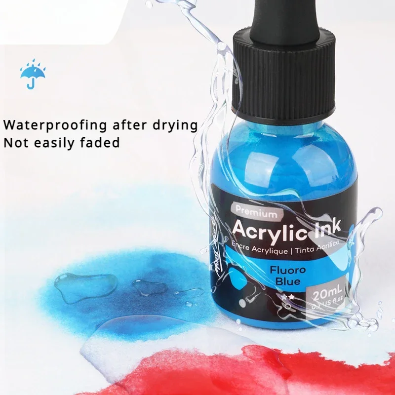 6/12 Color 20ml Liquid Acrylic Ink Marker Refill Waterproof Fluid Painting High Gloss Hand Drawn Graffiti Watercolor Paint Set