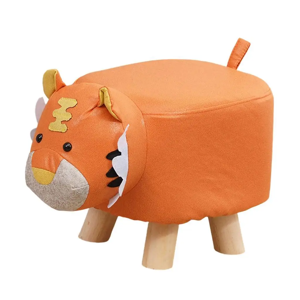 Wooden Ottoman Stool Animal Footstool Furniture Anti Slip Creative Low Stool Seat Sofa Tea Stool for Decor Entryway Playroom