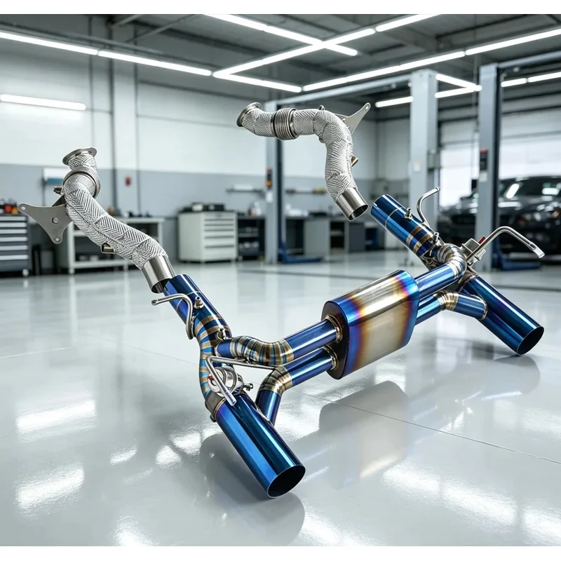 High-Flow Titanium Alloy Insulated Downpipe for Ferrari F8 3.9T V8 Racing Catback Performance Exhaust System