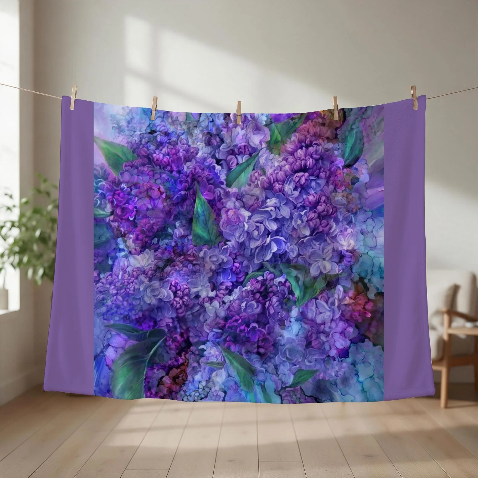Wild Lilacs Throw Blanket couch cozy soft plush fuzzy picnic outdoor blanket