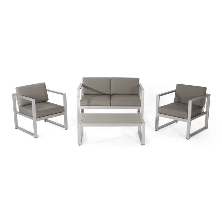 

High Quality 4-Piece Modern Outdoor Garden Furniture Set Aluminum With Comfortable Cushions For Outdoor Conversations