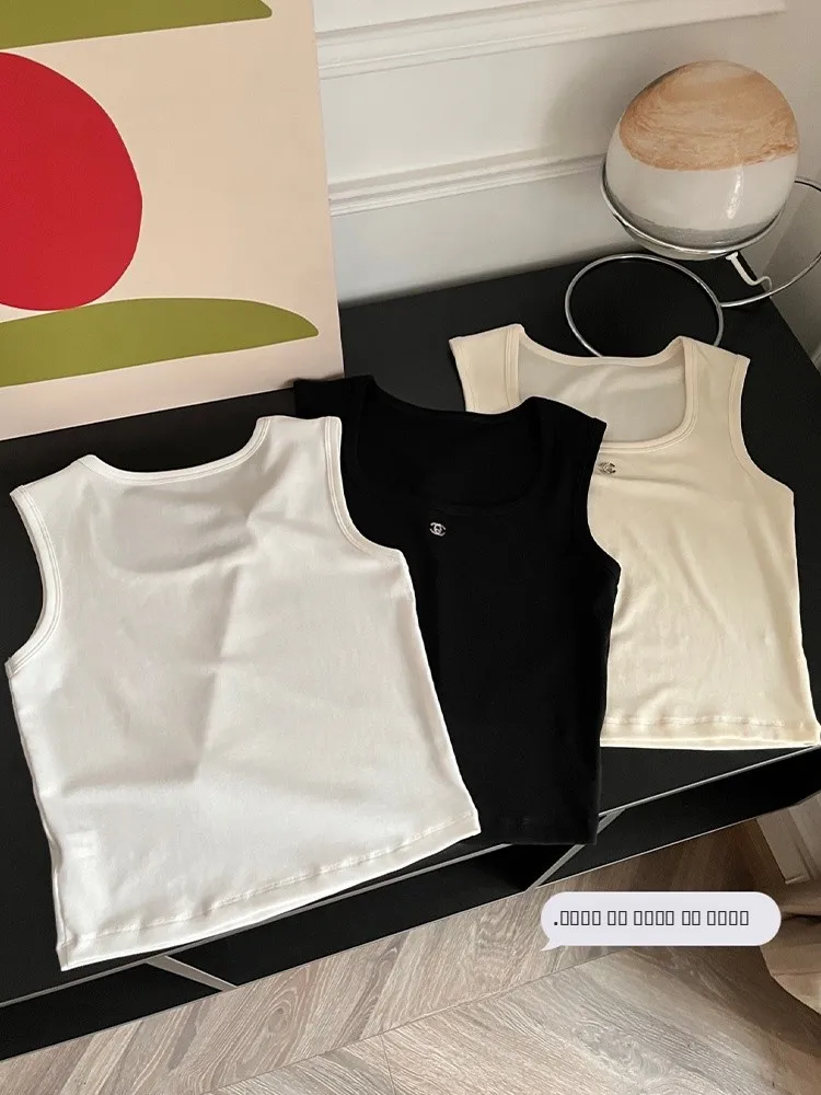 Top de Tirantes Anchos de Seda y Algodón Lacele Tian para Mujer, Primavera Verano, Nuevo, Color Puro, Tejido Elástico, Chaleco Moderno...