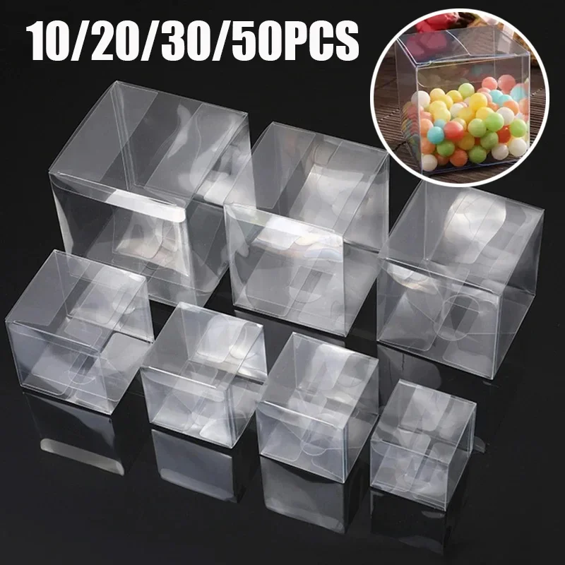 10/20/30/50PCS Transparent Plastic Gift Box PVC Box Gift Packaging Wedding Birthday Celebration Baby Shower Box Party Supplies