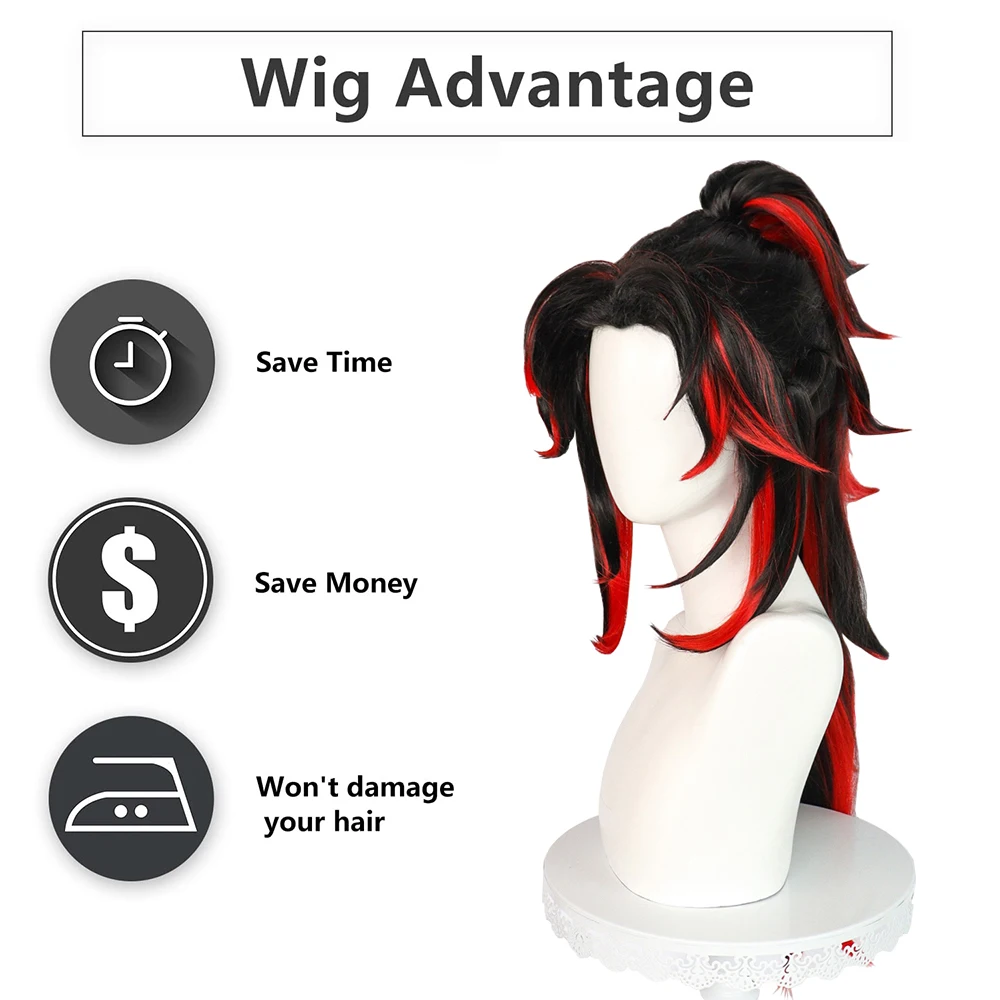 عالية الجودة أنيمي Yoriichi Tsugikuni تأثيري الشعر الاصطناعية انفصال ذيل حصان مناسبة للحفلات اليومية ارتفاع درجة الحرارة الحرير الباروكات #4