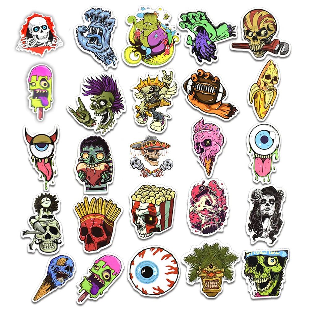 10/30/50pcs Vintage Terror Series Skeleton Stickers Laptop Skateboard Luggage Phone Car Motorcycle Cool Sticker Decal Kid Toy