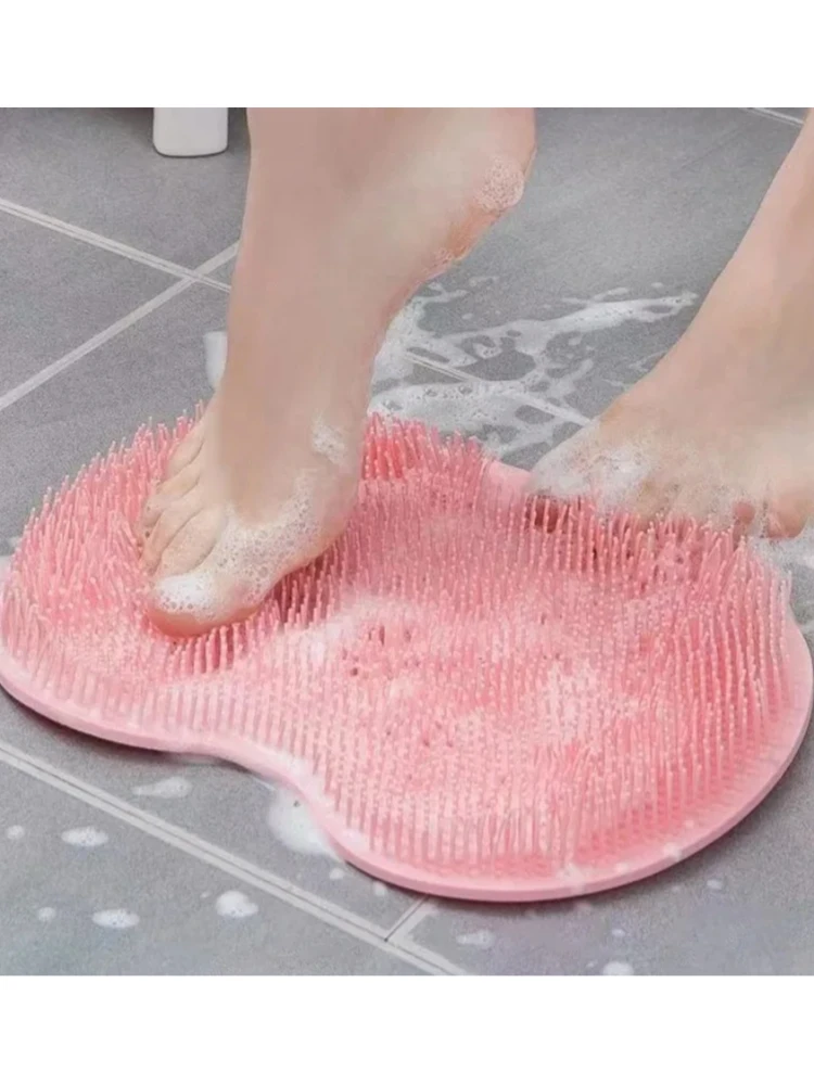 Tapis de douche de Massage en Silicone, antidérapant, coussin de lavage des pieds, exfoliant, salle de bain, brosse à frotter avec ventouse, brosse de Massage pour bain