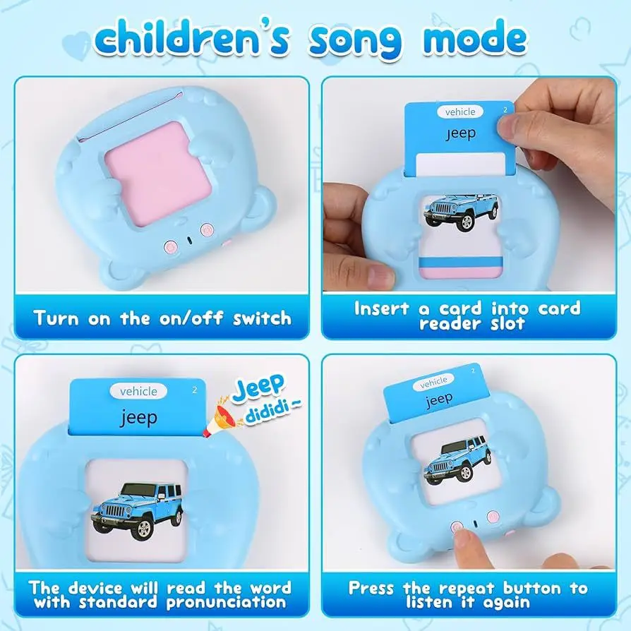 Talking Flash Cards Machine For Kids Early Educational Toys Electronic Audio Book Studying English Words Toys Kids Gifts
